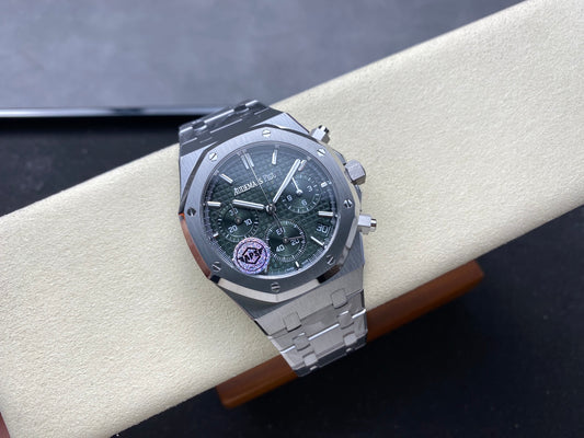 Royal Oak Chrono 26240 SS APSF 1:1 Best Edition Green Dial on SS Bracelet SA4401 Super Clone V2 (Free Sprung)