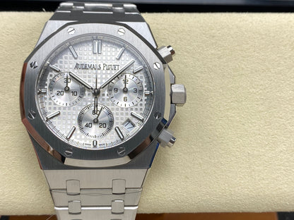 Royal Oak Chrono 26240 SS APSF 1:1 Best Edition White Dial on SS Bracelet SA4401 Super Clone V2 (Free Sprung)