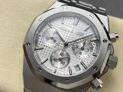Royal Oak Chrono 26240 SS APSF 1:1 Best Edition White Dial on SS Bracelet SA4401 Super Clone V2 (Free Sprung)