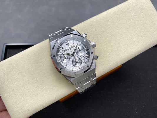 Royal Oak Chrono 26240 SS APSF 1:1 Best Edition White Dial on SS Bracelet SA4401 Super Clone V2 (Free Sprung)