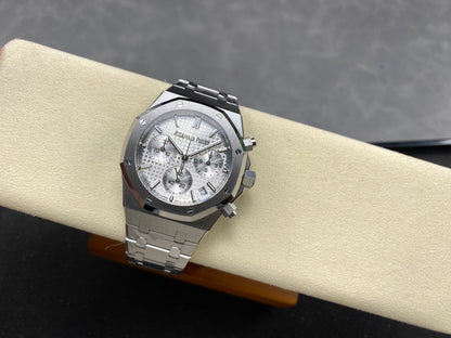 Royal Oak Chrono 26240 SS APSF 1:1 Best Edition White Dial on SS Bracelet SA4401 Super Clone V2 (Free Sprung)