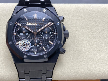 Royal Oak Chrono 26240 Black Ceramic APSF 1:1 Best Edition on Ceramic Bracelet SA4401 Super Clone V2 (Free Sprung)
