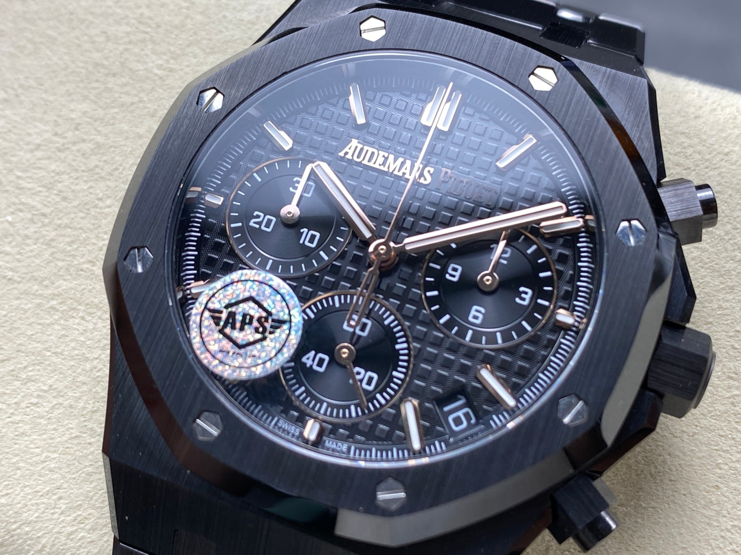 Royal Oak Chrono 26240 Black Ceramic APSF 1:1 Best Edition on Ceramic Bracelet SA4401 Super Clone V2 (Free Sprung)