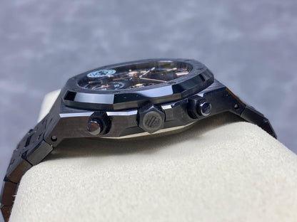 Royal Oak Chrono 26240 Black Ceramic APSF 1:1 Best Edition on Ceramic Bracelet SA4401 Super Clone V2 (Free Sprung)