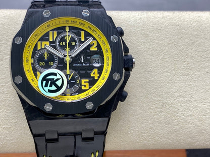 Royal Oak Offshore 'Bumble Bee' 42mm Ceramic Bezel SS TKF Best Edition Black Leather Strap A3126