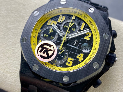 Royal Oak Offshore 'Bumble Bee' 42mm Ceramic Bezel SS TKF Best Edition Black Leather Strap A3126