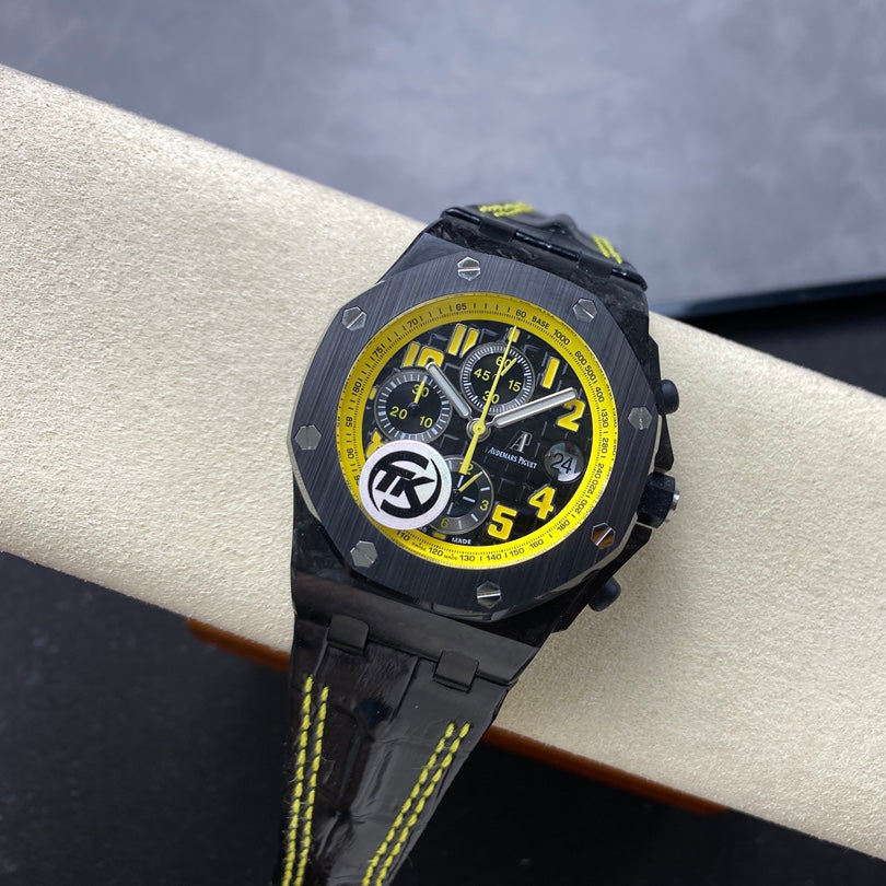 Royal Oak Offshore 'Bumble Bee' 42mm Ceramic Bezel SS TKF Best Edition Black Leather Strap A3126