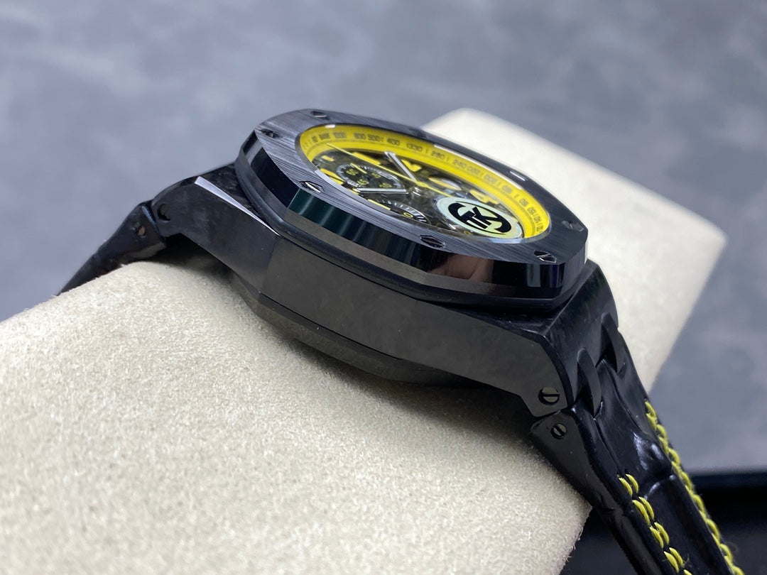 Royal Oak Offshore 'Bumble Bee' 42mm Ceramic Bezel SS TKF Best Edition Black Leather Strap A3126
