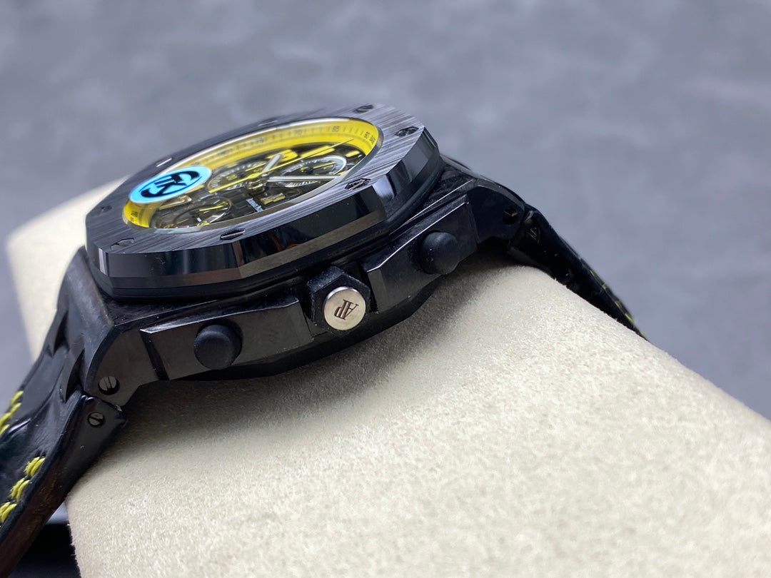 Royal Oak Offshore 'Bumble Bee' 42mm Ceramic Bezel SS TKF Best Edition Black Leather Strap A3126