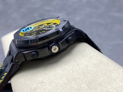 Royal Oak Offshore 'Bumble Bee' 42mm Ceramic Bezel SS TKF Best Edition Black Leather Strap A3126