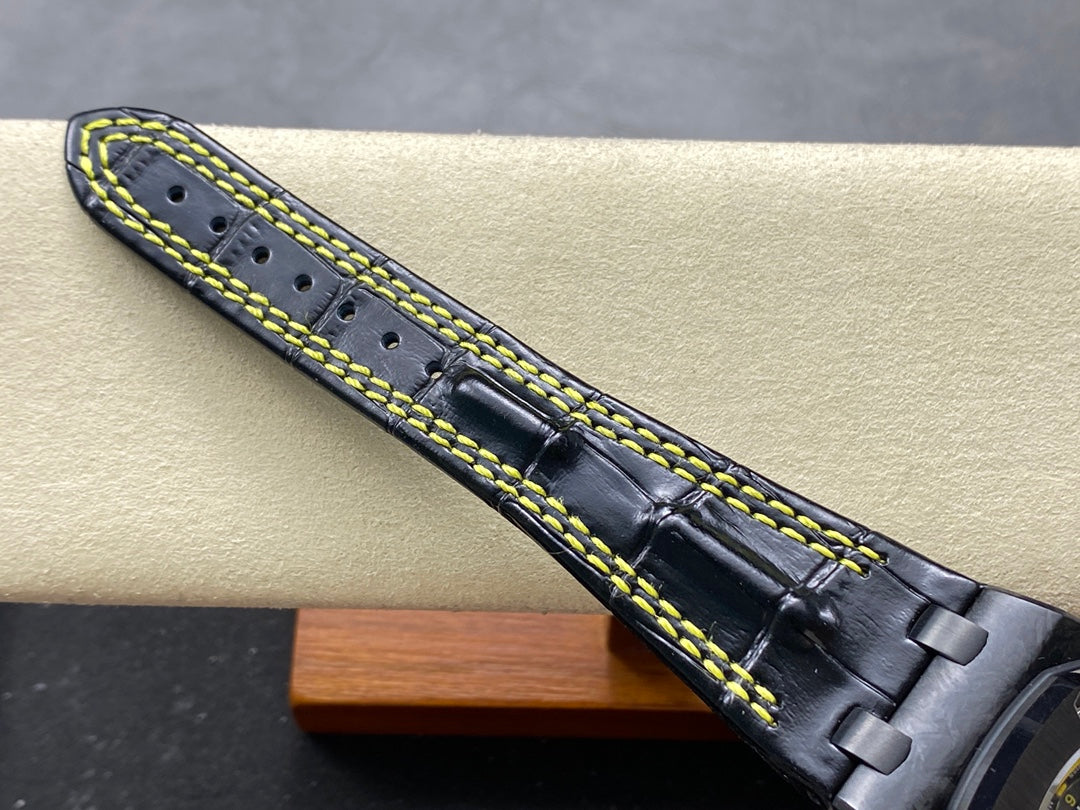 Royal Oak Offshore 'Bumble Bee' 42mm Ceramic Bezel SS TKF Best Edition Black Leather Strap A3126