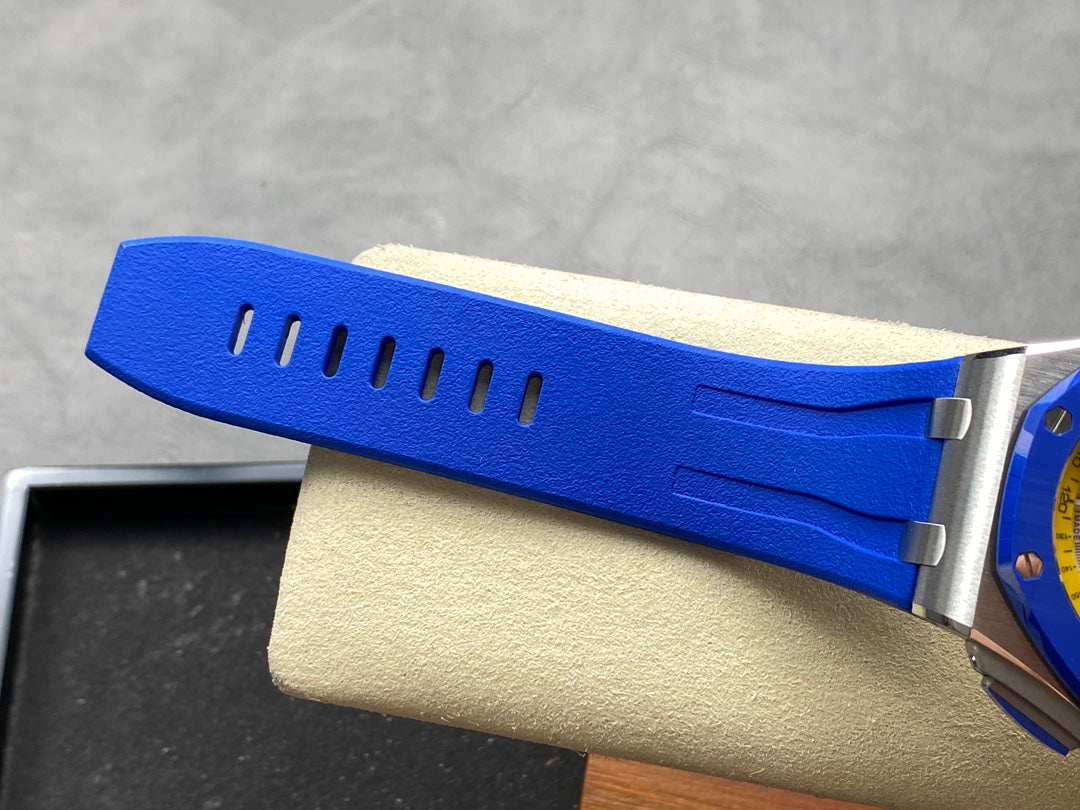 Royal Oak Offshore 44mm SS TKF 1:1 Best Edition Blue/Yellow Dial on Blue/Yellow Rubber Strap A3126