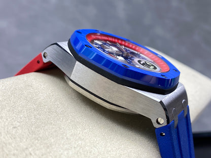 Royal Oak Offshore 44mm SS TKF 1:1 Best Edition Blue/Red Dial on Blue/Red Rubber Strap A3126