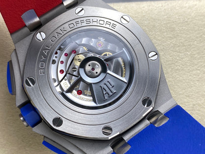 Royal Oak Offshore 44mm SS TKF 1:1 Best Edition Blue/Red Dial on Blue/Red Rubber Strap A3126