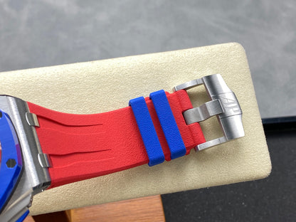 Royal Oak Offshore 44mm SS TKF 1:1 Best Edition Blue/Red Dial on Blue/Red Rubber Strap A3126