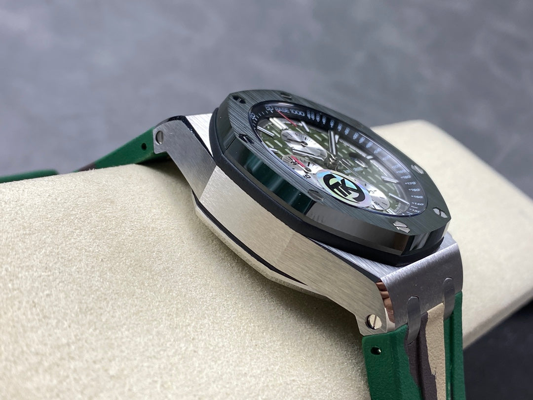 Royal Oak Offshore 44mm SS TKF 1:1 Best Edition Green Dial on Green Camou Rubber Strap A3126