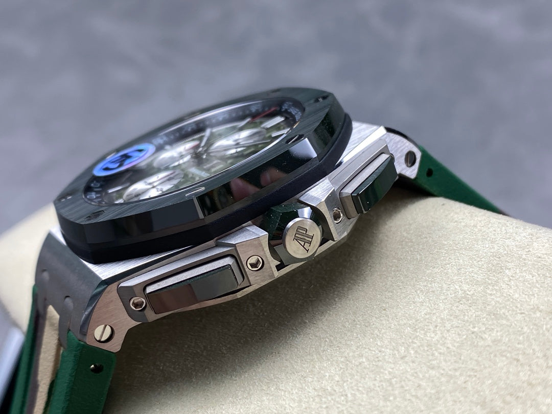 Royal Oak Offshore 44mm SS TKF 1:1 Best Edition Green Dial on Green Camou Rubber Strap A3126