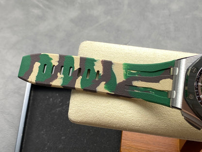 Royal Oak Offshore 44mm SS TKF 1:1 Best Edition Green Dial on Green Camou Rubber Strap A3126