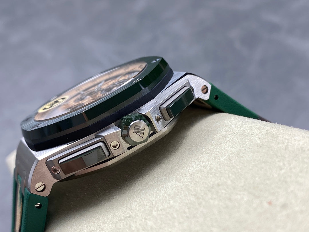 Royal Oak Offshore 44mm SS TKF 1:1 Best Edition Cream Dial on Green Camou Rubber Strap A3126