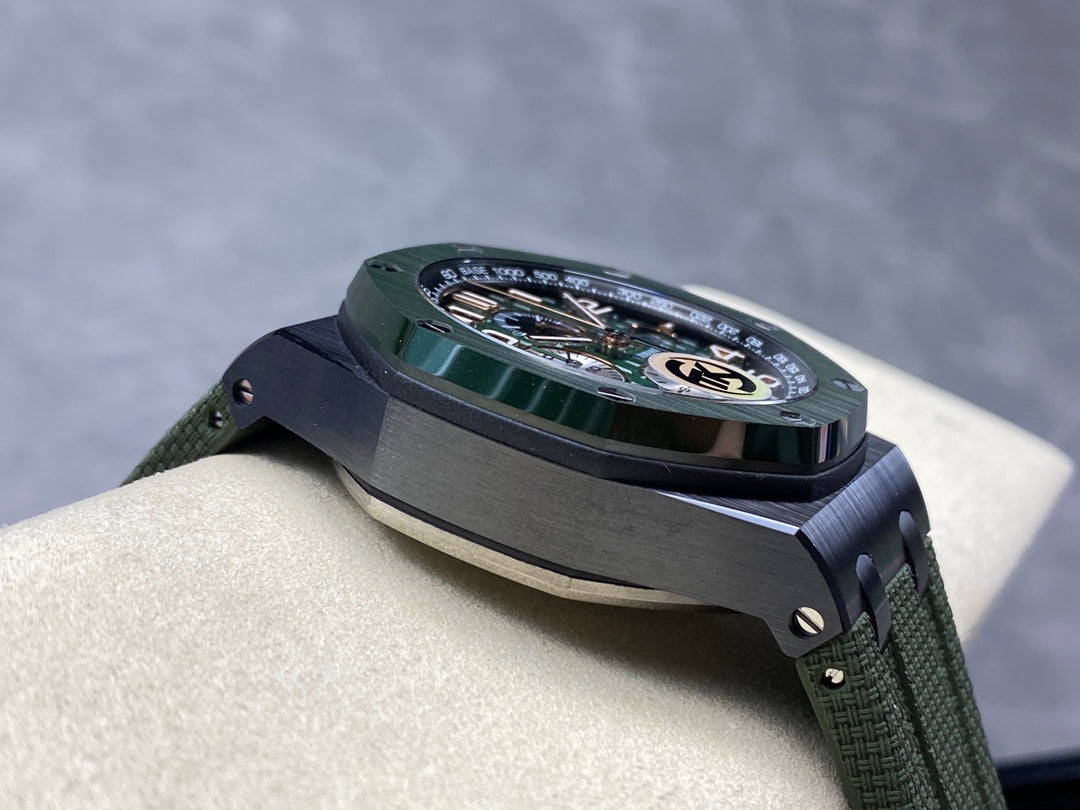 Royal Oak Offshore 44mm Black Ceramic TKF Best Edition Green Dial on Green Rubber Strap A3126