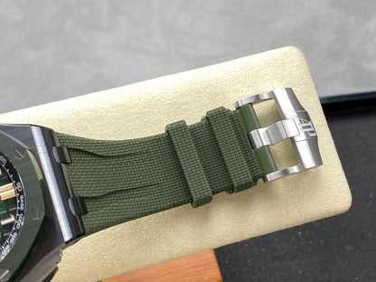 Royal Oak Offshore 44mm Black Ceramic TKF Best Edition Green Dial on Green Rubber Strap A3126