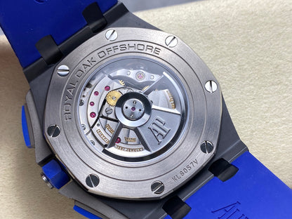 Royal Oak Offshore 44mm Black Ceramic TKF 1:1 Best Edition Blue Dial on Blue Rubber Strap A3126