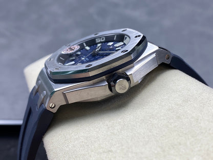 Royal Oak Offshore Diver 15720 SS APSF 1:1 Best Edition Blue Dial on Blue Rubber Strap A4308 Super Clone