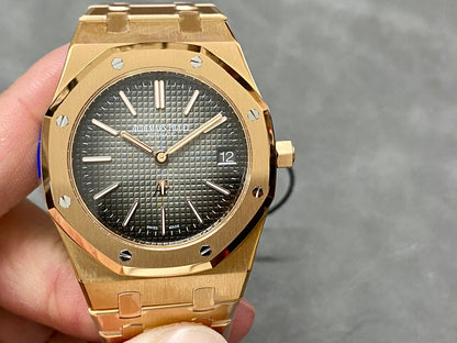 Royal Oak 39mm 16202 "50th Anniversary" RG ZF 1:1 Best Edition Gray Textured Dial on RG Bracelet A7121