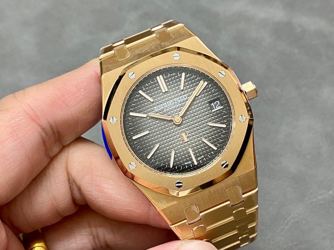 Royal Oak 39mm 16202 "50th Anniversary" RG ZF 1:1 Best Edition Gray Textured Dial on RG Bracelet A7121