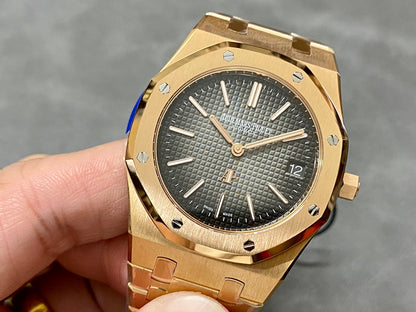 Royal Oak 39mm 16202 "50th Anniversary" RG ZF 1:1 Best Edition Gray Textured Dial on RG Bracelet A7121