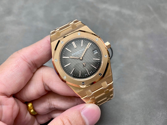 Royal Oak 39mm 16202 "50th Anniversary" RG ZF 1:1 Best Edition Gray Textured Dial on RG Bracelet A7121