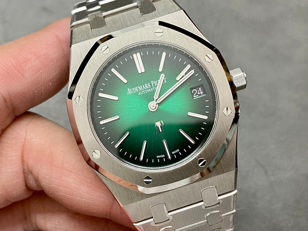 Royal Oak 39mm 16202 "50th Anniversary" SS ZF 1:1 Best Edition Green Textured Dial on SS Bracelet A7121