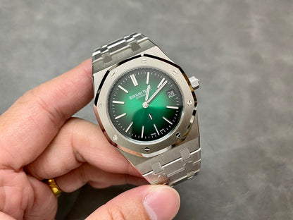 Royal Oak 39mm 16202 "50th Anniversary" SS ZF 1:1 Best Edition Green Textured Dial on SS Bracelet A7121