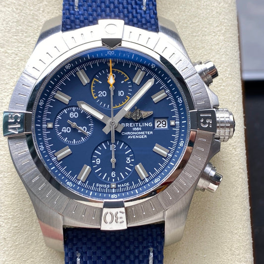 Avenger Chrono SS TF 1:1 Best Edition Blue Dial on Blue Nylon Strap A7750 V2