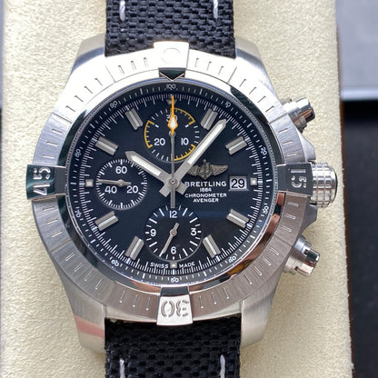 Avenger Chrono SS TF 1:1 Best Edition Black Dial on Black Nylon Strap A7750 V2