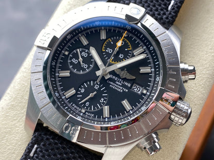 Avenger Chrono SS TF 1:1 Best Edition Black Dial on Black Nylon Strap A7750 V2