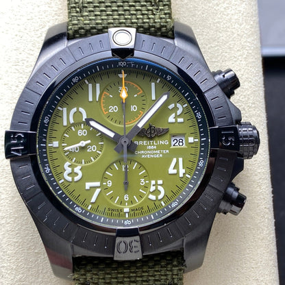 Avenger Chrono PVD Titanium TF 1:1 Best Edition Green Dial on Green Nylon Strap A7750 V2