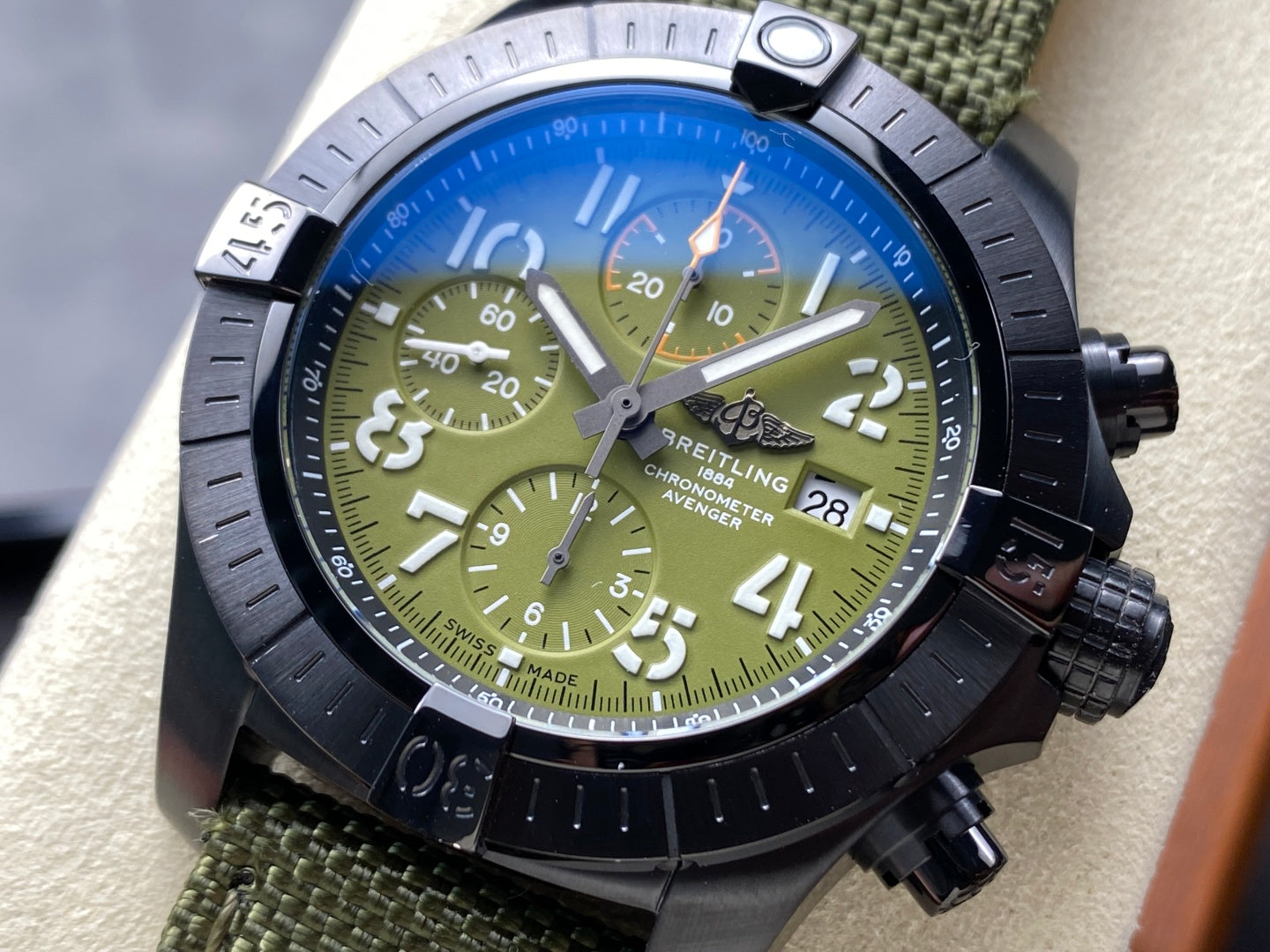 Avenger Chrono PVD Titanium TF 1:1 Best Edition Green Dial on Green Nylon Strap A7750 V2