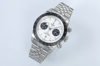 Black Bay Chrono SS ZF 1:1 Best Edition White/Black Dial on SS Bracelet A7750