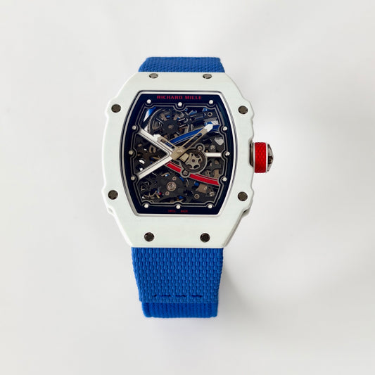 Umi Maker's RM67-02 White NTPT France Blue/Red/White Skeleton Dial on Nylon strap CRMA7 Clone V2