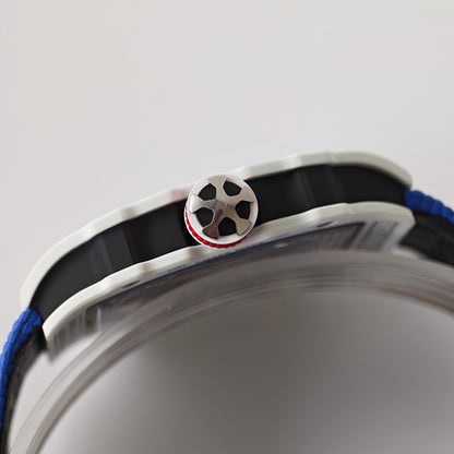 Umi Maker's RM67-02 White NTPT France Blue/Red/White Skeleton Dial on Nylon strap CRMA7 Clone V2