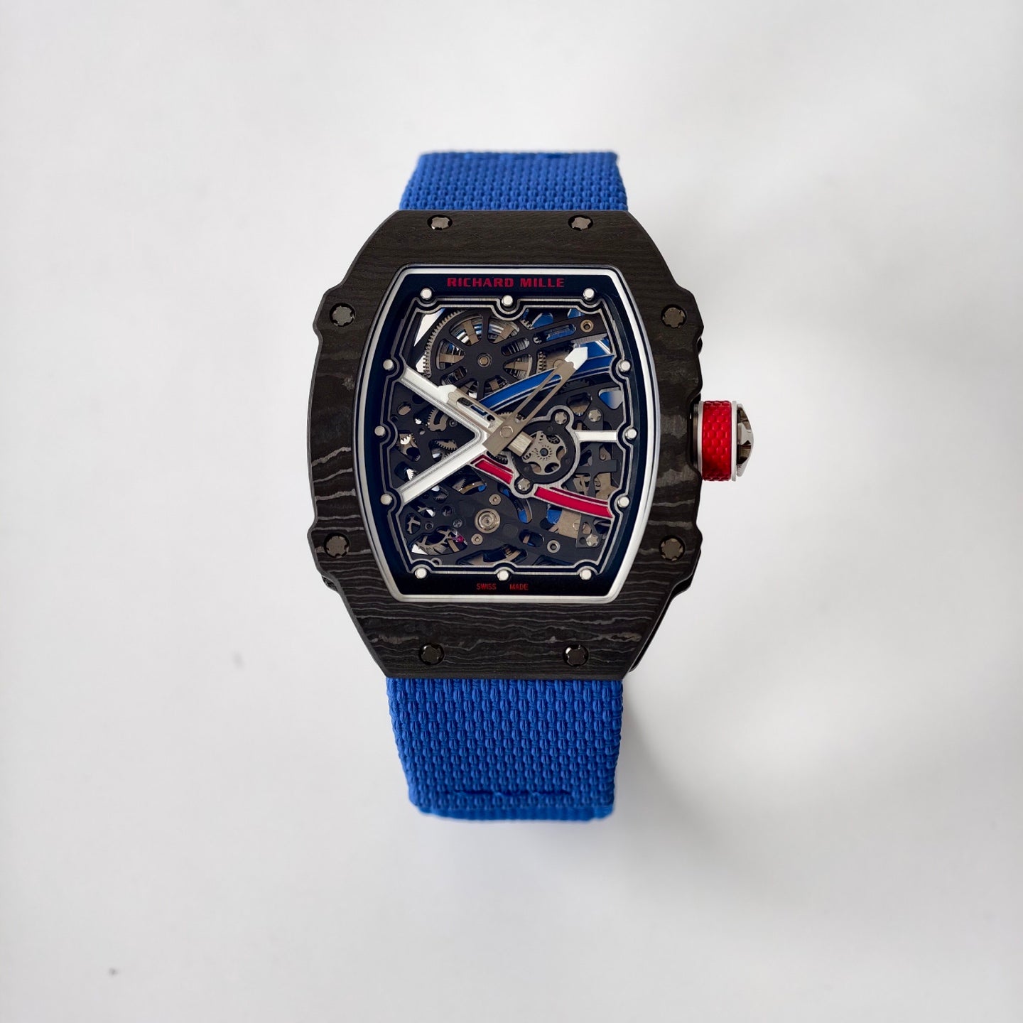 Umi Maker's RM67-02 Black NTPT France Blue/Red/White Skeleton Dial on Nylon strap CRMA7 Clone V2