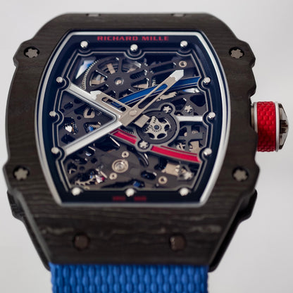 Umi Maker's RM67-02 Black NTPT France Blue/Red/White Skeleton Dial on Nylon strap CRMA7 Clone V2