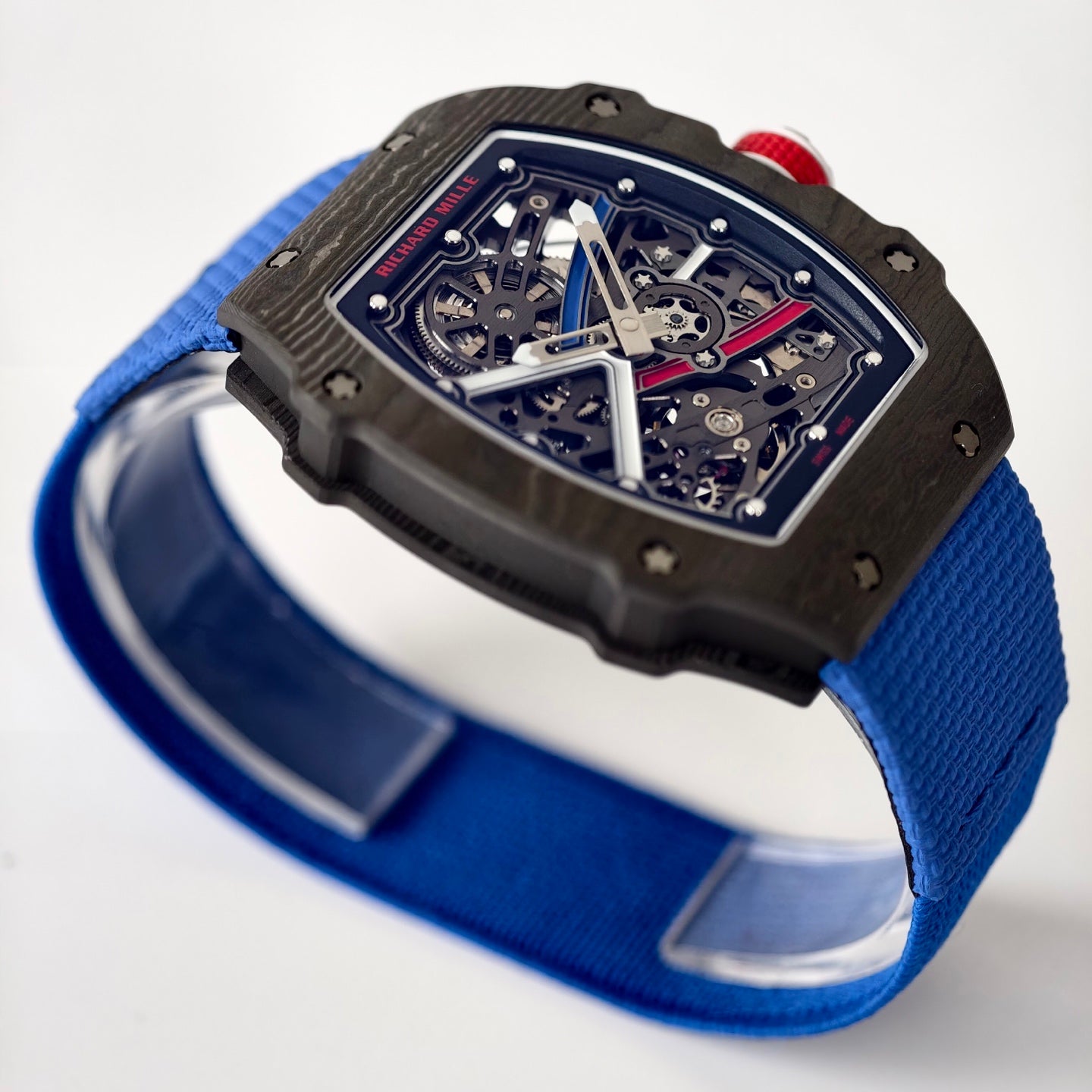 Umi Maker's RM67-02 Black NTPT France Blue/Red/White Skeleton Dial on Nylon strap CRMA7 Clone V2