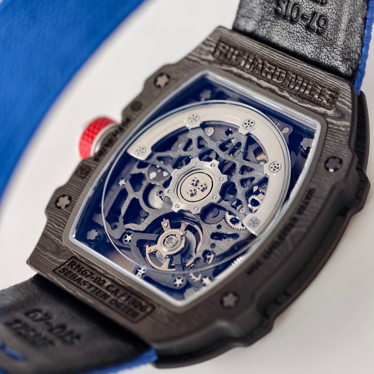 Umi Maker's RM67-02 Black NTPT France Blue/Red/White Skeleton Dial on Nylon strap CRMA7 Clone V2