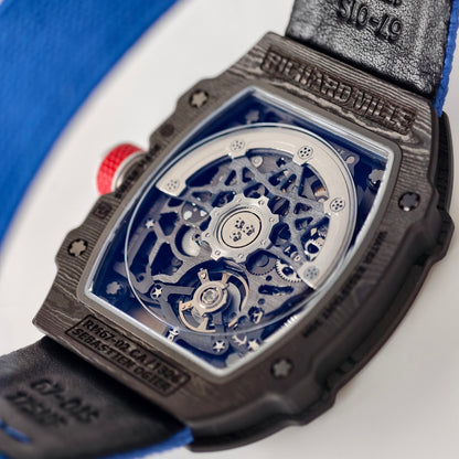 Umi Maker's RM67-02 Black NTPT France Blue/Red/White Skeleton Dial on Nylon strap CRMA7 Clone V2