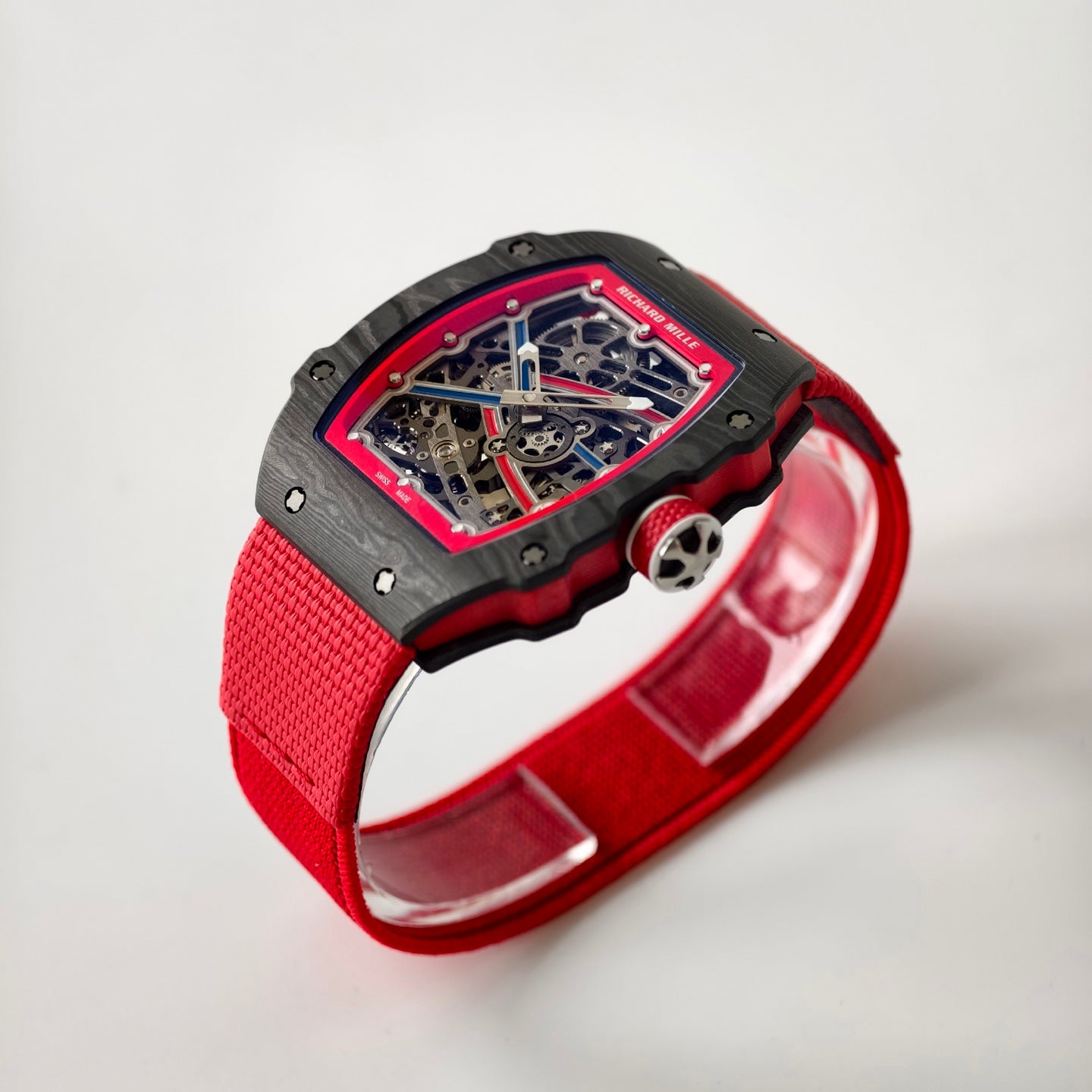 Umi Maker's RM67-02 Black NTPT Blue/Red Skeleton Dial on Nylon strap CRMA7 Clone V2