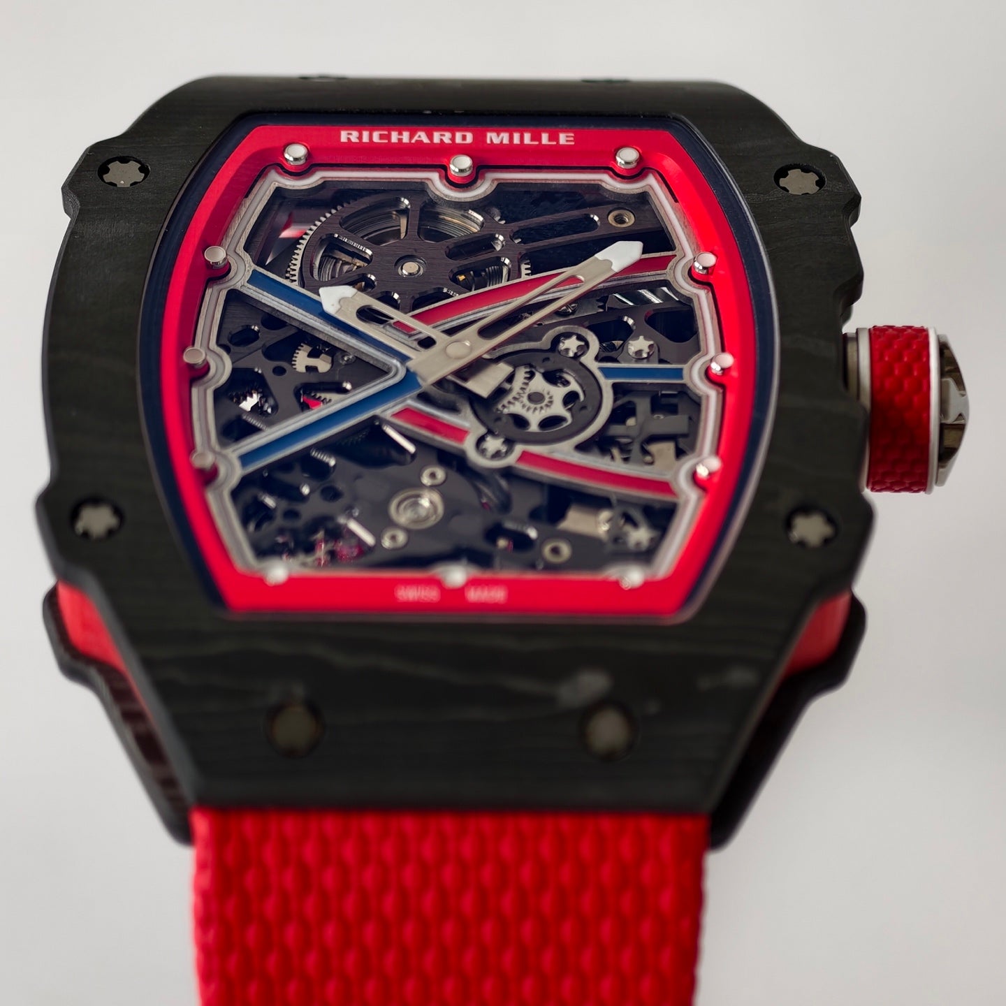 Umi Maker's RM67-02 Black NTPT Blue/Red Skeleton Dial on Nylon strap CRMA7 Clone V2