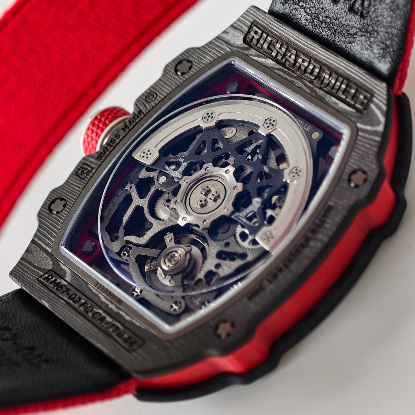 Umi Maker's RM67-02 Black NTPT Blue/Red Skeleton Dial on Nylon strap CRMA7 Clone V2