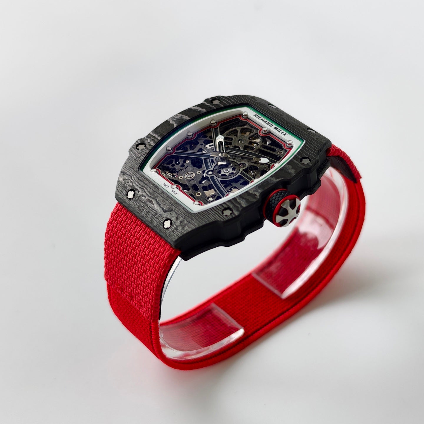 Umi Maker's RM67-02 Black NTPT Black Skeleton Dial on Nylon strap CRMA7 Clone V2